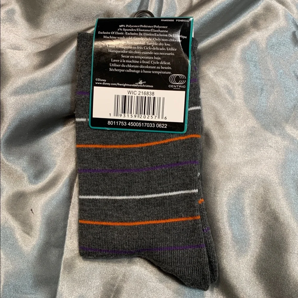 🌹Disney The Nightmare Before Christmas Unisex Crew Socks - Gray, Black & Orange